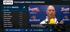 Braves Manager Brian Snitker Press Conference July 10 2018!  At SunTrust Park - Final Score: Blue Jays 6 Braves 2!  Chop On Braves Country!