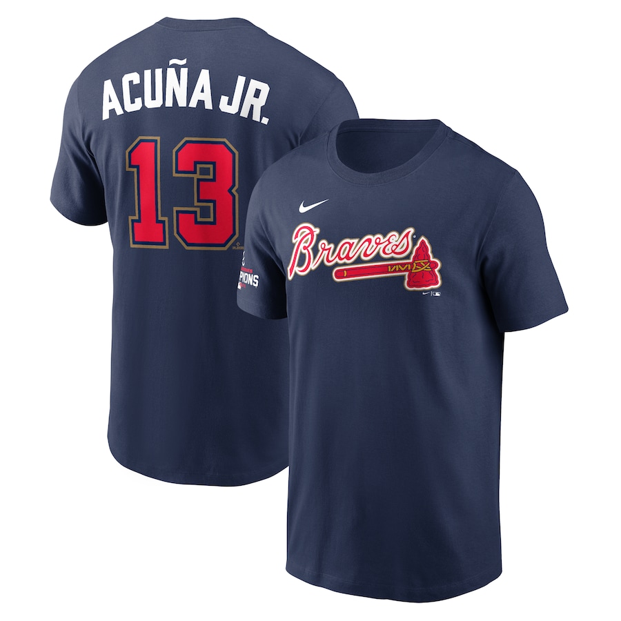 Ronald Acuna Jr. Atlanta Braves Nike 2022 Gold Program Player Name & Number T-Shirt - Navy