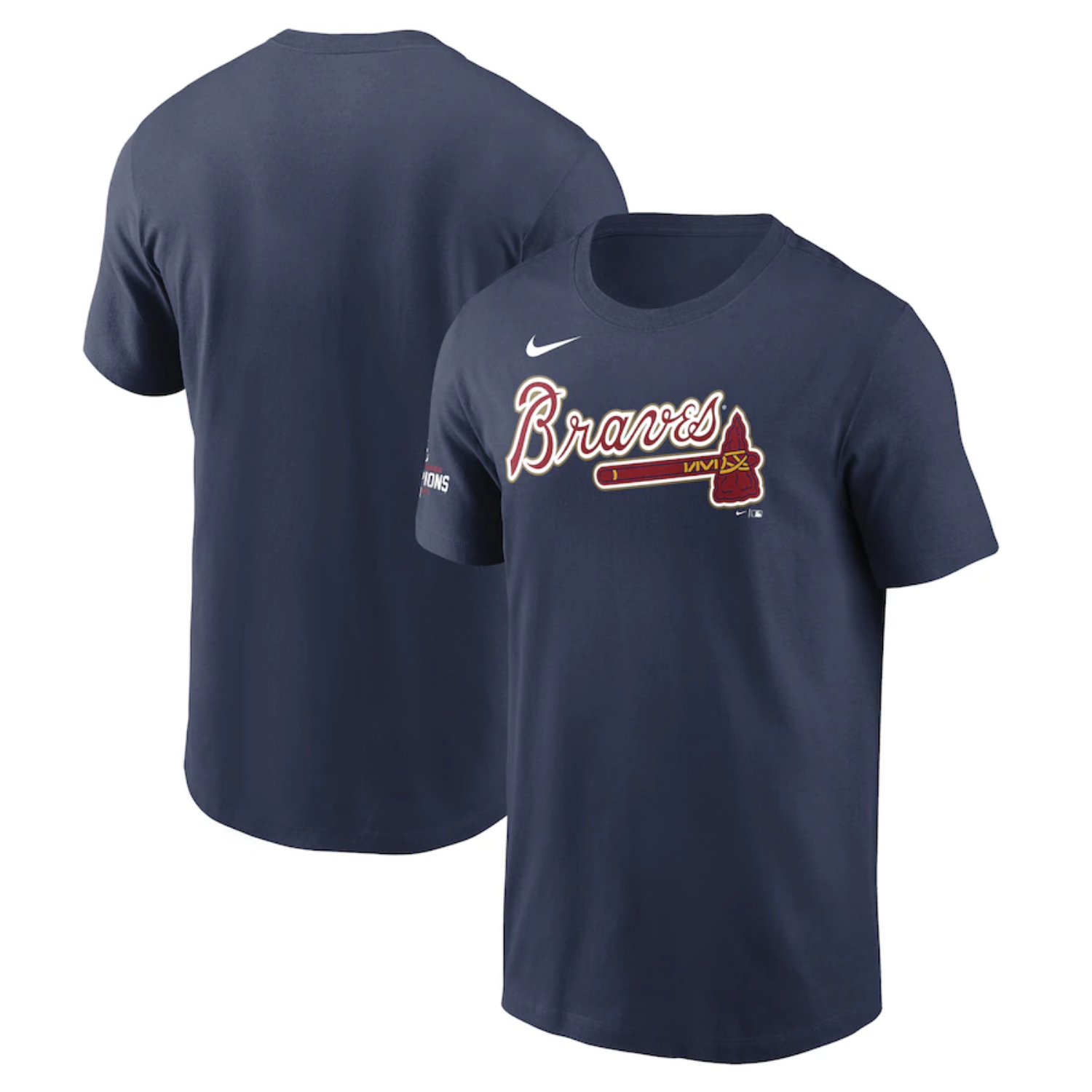 Atlanta Braves Nike 2022 Gold Program Wordmark T-Shirt - Navy