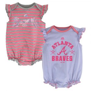 Atlanta Braves MLB Majestic Infant Team Sparkle 2 Pack Frill Creeper Set