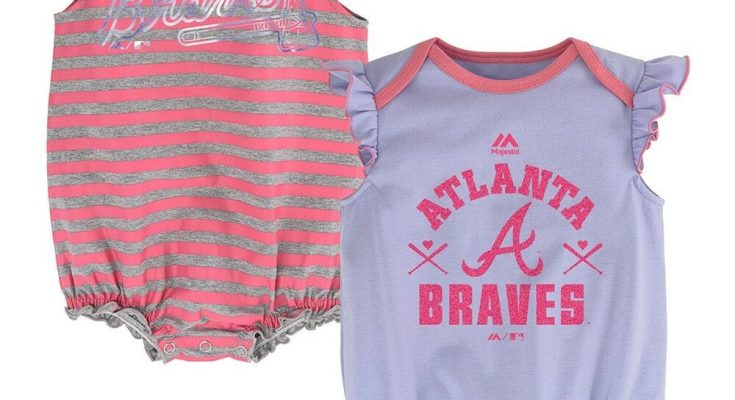 Atlanta Braves MLB Majestic Infant Team Sparkle 2 Pack Frill Creeper Set