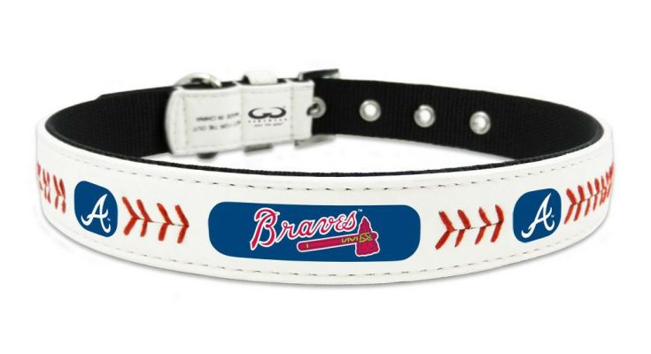 Atlanta Braves Small Leather Lace Dog Collar MLB Pet Cat Lead CDG