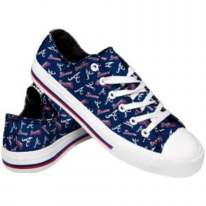 Atlanta Braves Womens Low Top Repeat Print Canvas Shoes