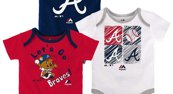 Majestic Atlanta Braves Baby Infant Go Team 3 Piece Creeper Set