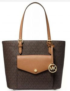 New Michael Kors jet set item pocket multi function tote brown acorn gold bag