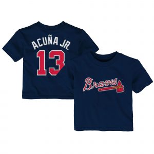 Ronald Acuna Jr Atlanta Braves Majestic Infant Player Name And Number Navy T-Shirt