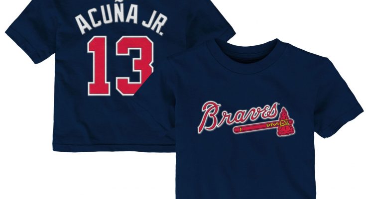 Ronald Acuna Jr Atlanta Braves Majestic Infant Player Name And Number Navy T-Shirt